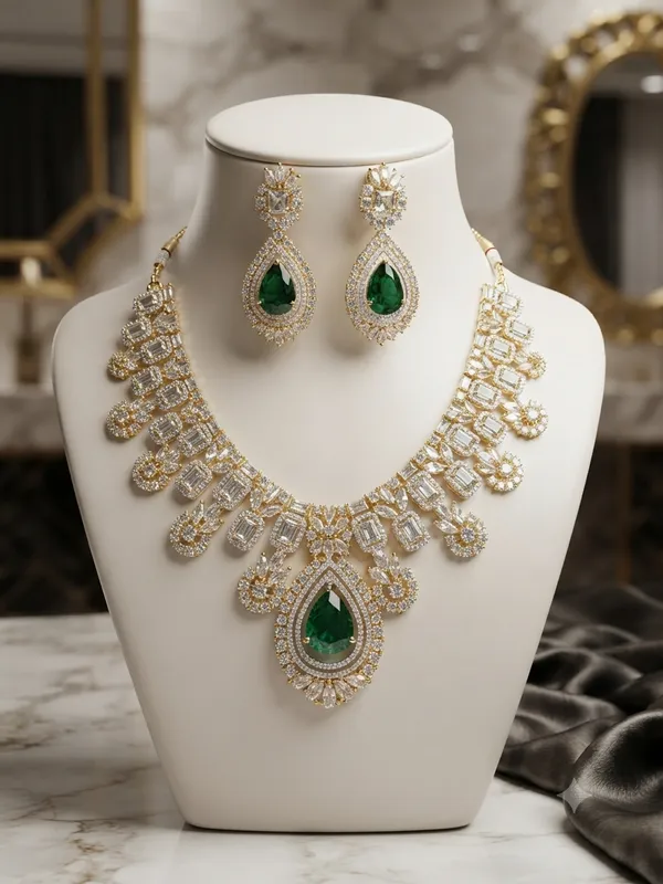 Grand_Victorian_Royal_Emerald_&_Solitaire_Baguette_Cut_Statement_Necklace_with_Matching_Drop_Earrings