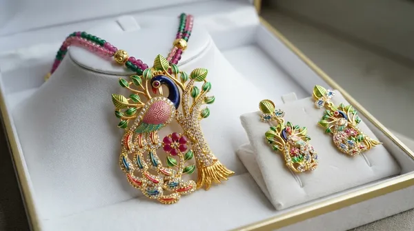 Heritage_Peacock_Tree_of_Life_Pendant_Necklace_&_Earrings_Set_in_22K_Gold_Plated_Enamel_&_CZ_Accents