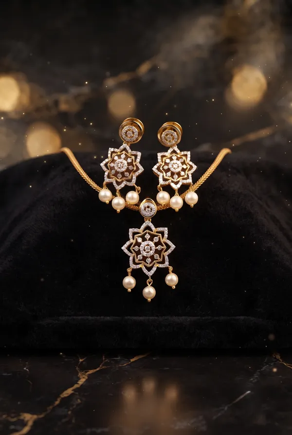 Luxury_Gold-Plated_American_Diamond_Floral_Pendant_Set_with_Pearl_Drops_|_CZ_Pendant_Chain_&_Matching_Earrings_