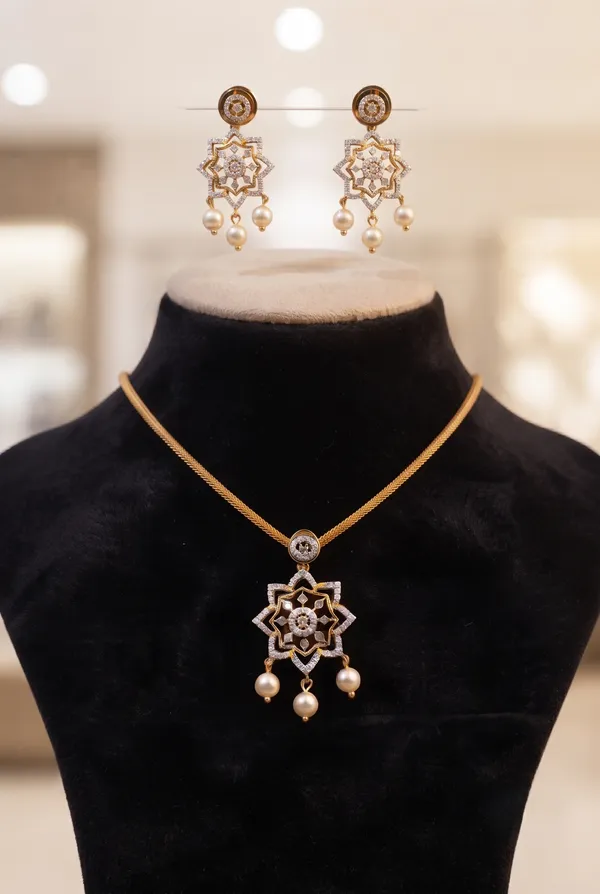 Luxury_Gold-Plated_American_Diamond_Floral_Pendant_Set_with_Pearl_Drops_|_CZ_Pendant_Chain_&_Matching_Earrings_