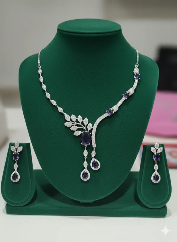 Purple_American_Diamond_Cubic_Zirconia_Necklace_With_1_Pair_Of_Earrings_For_Women