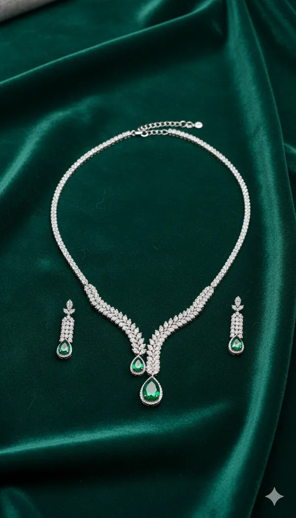 American_Diamond_Foldable_Necklace_with_Earring_Set_for_Women