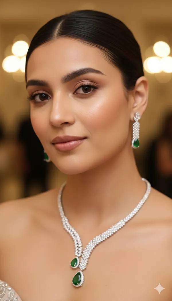 American_Diamond_Foldable_Necklace_with_Earring_Set_for_Women