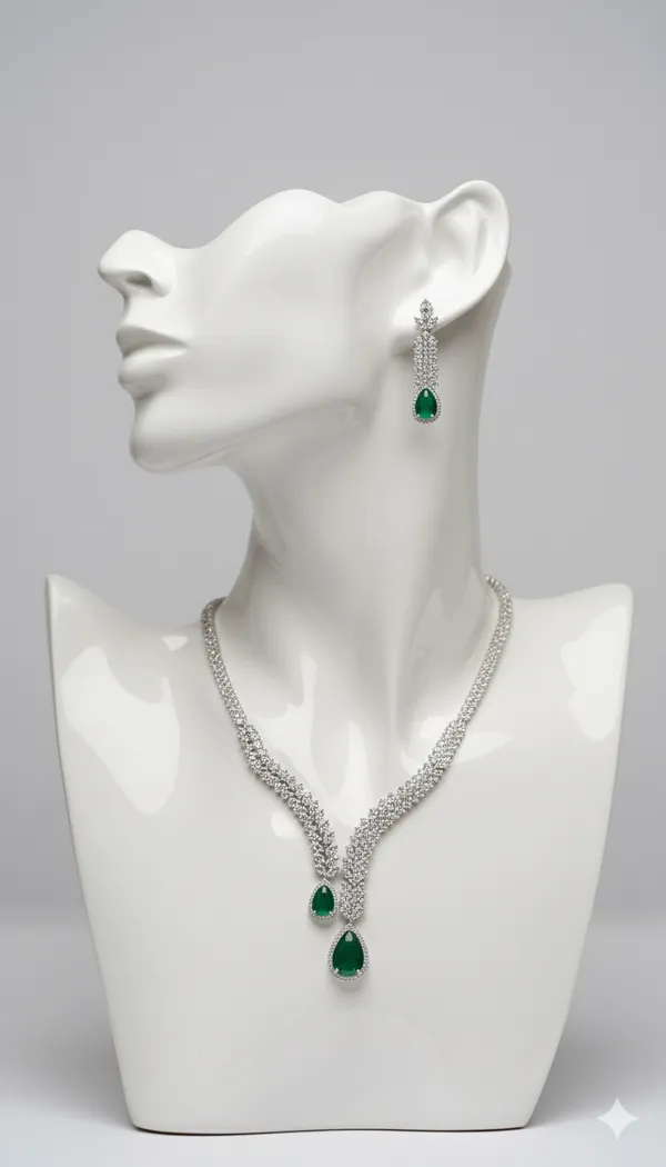 American_Diamond_Foldable_Necklace_with_Earring_Set_for_Women