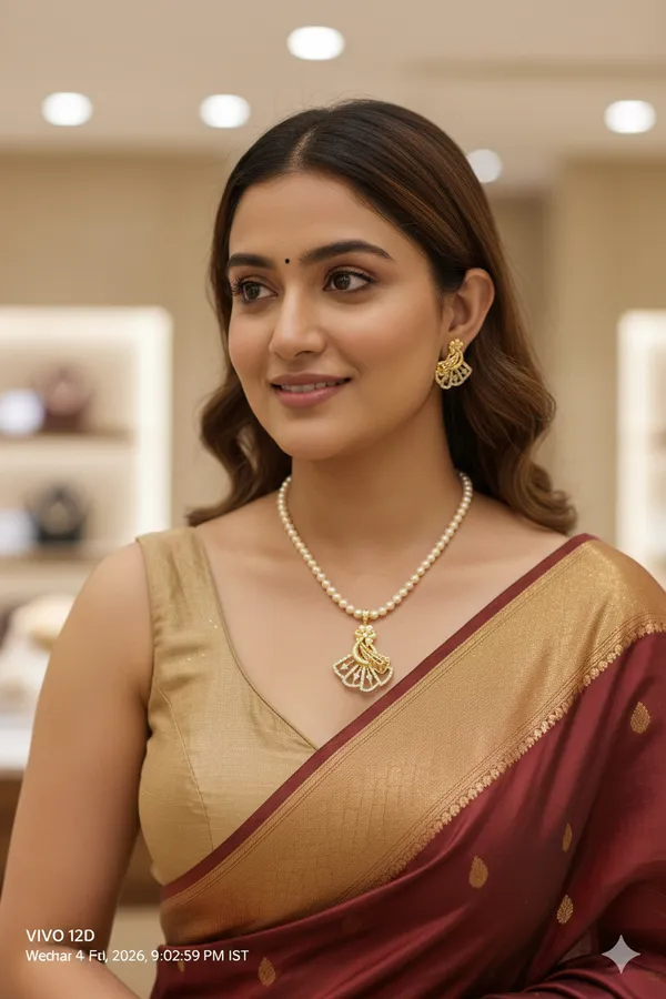 Elegant_Gold_Pearl_Necklace_Set_with_Designer_Pendant_&_Matching_Earrings