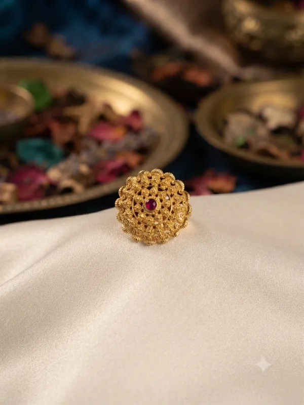 Regal_Lotus_Gold-Tone_Statement_Ring