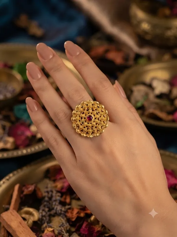 Regal_Lotus_Gold-Tone_Statement_Ring