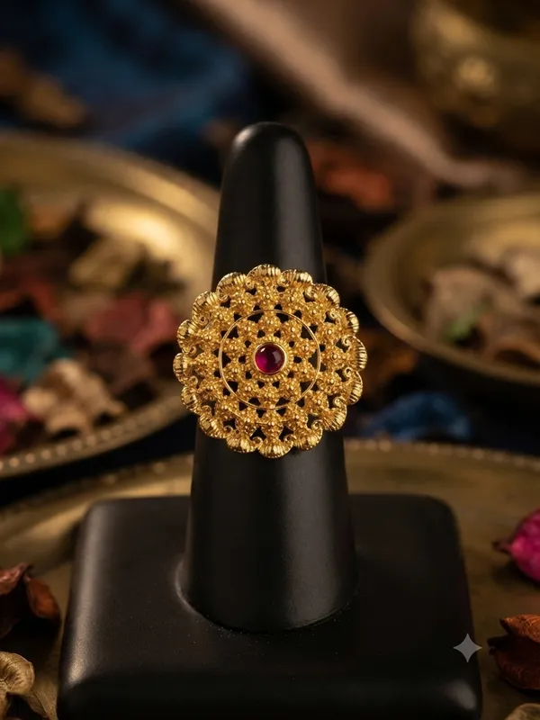 Regal_Lotus_Gold-Tone_Statement_Ring