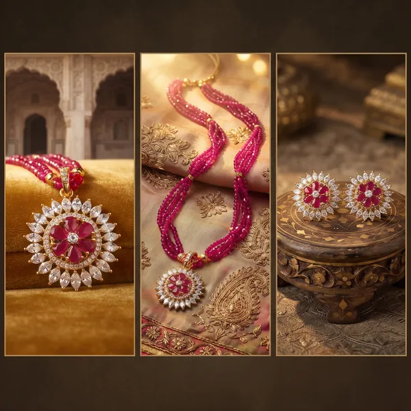 Royal_Ruby_&_Diamond_Floral_Pendant_with_Twisted_Beaded_Mala_&_Matching_Earrings_|_Gold-Tone_Ethnic_Fashion_Jewellery_Set_for_Womenh