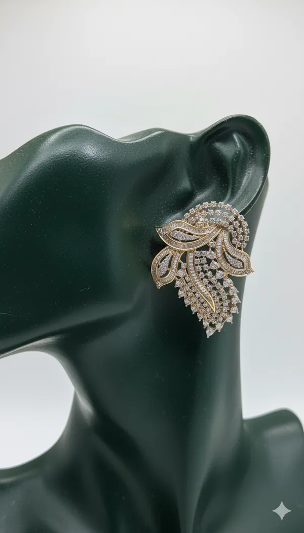 Gold_Plated_Brocket_American_Diamond_Pendant_with_Rhodium_Chain_and_Stud_Earrings