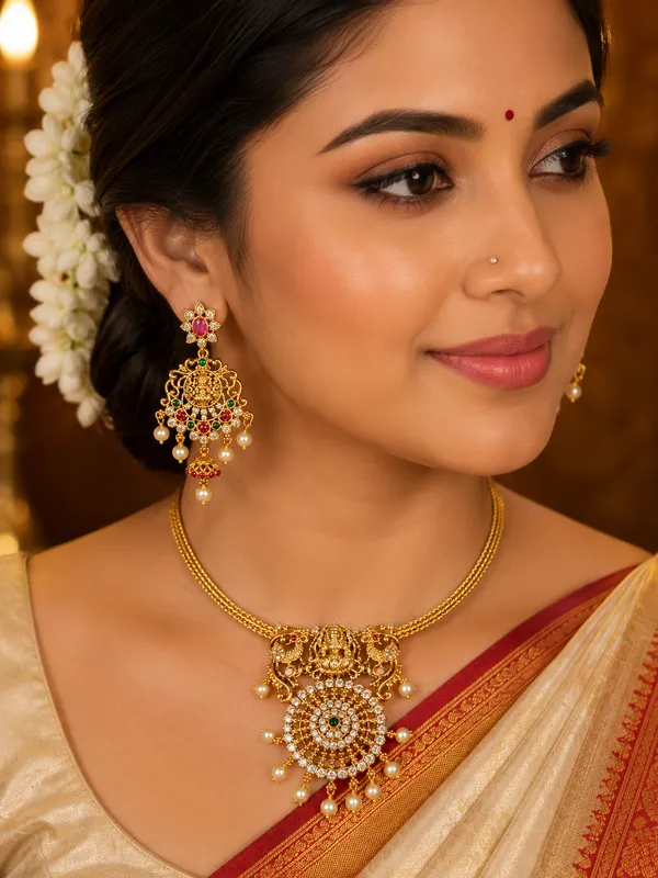 Sri_Mahalakshmi_Heritage_Temple_Necklace_Set_|_Antique_Gold-Plated_South_Indian_Bridal_Jewellery_with_CZ,_Ruby,_Emerald_&_Pearl