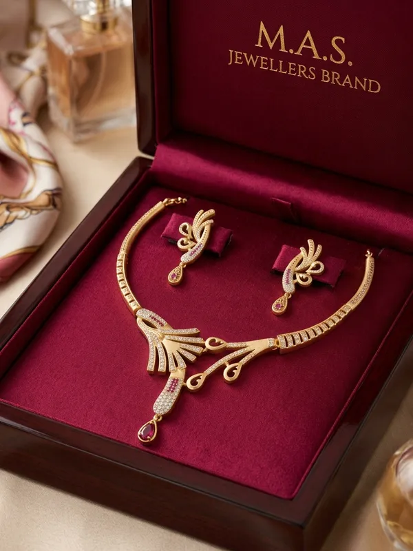 The_Zephyr_Plume_Matte_Gold_&_Ruby_Collar_Set_with_Filigree_Drops_|_MAS_JEWELLERS
