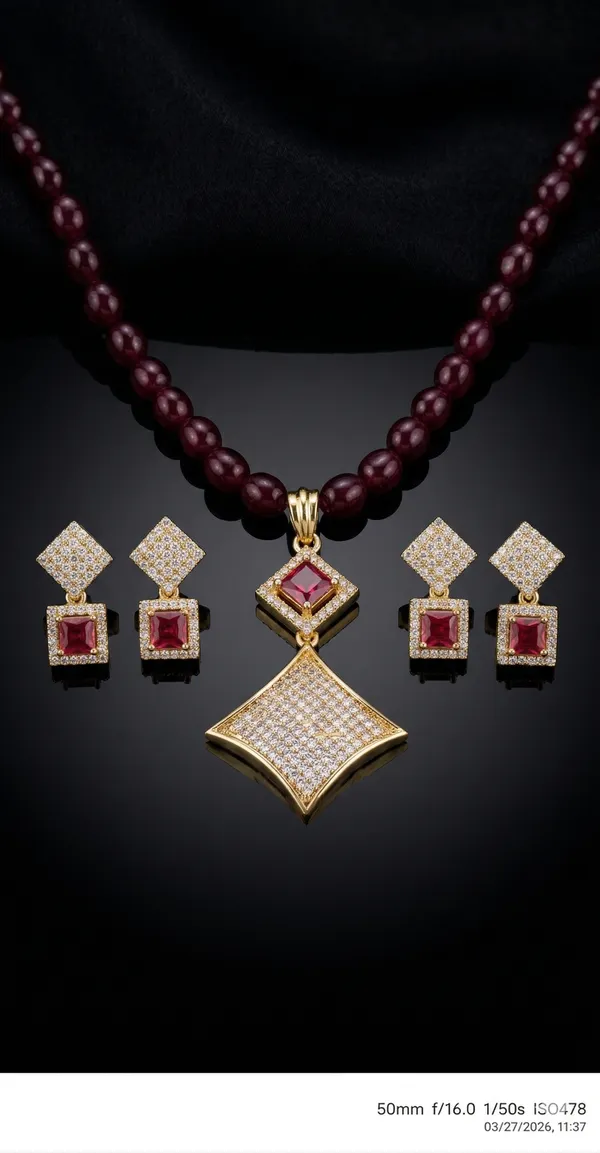 Red_American_Diamond_Pendant_Set_with_Earrings_|_for_Women
