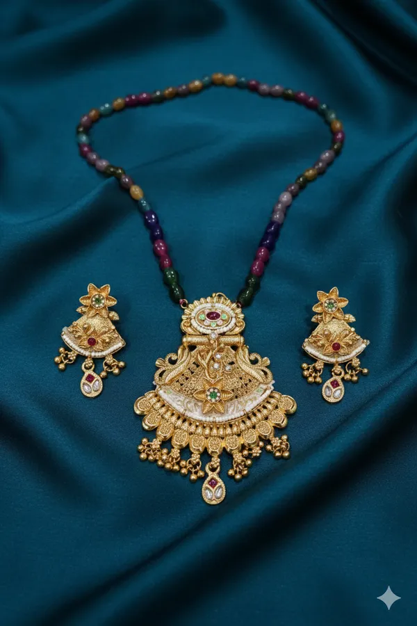 Real_Kundan_Rani_Haar_Set_with_One_pair_of_Earrings