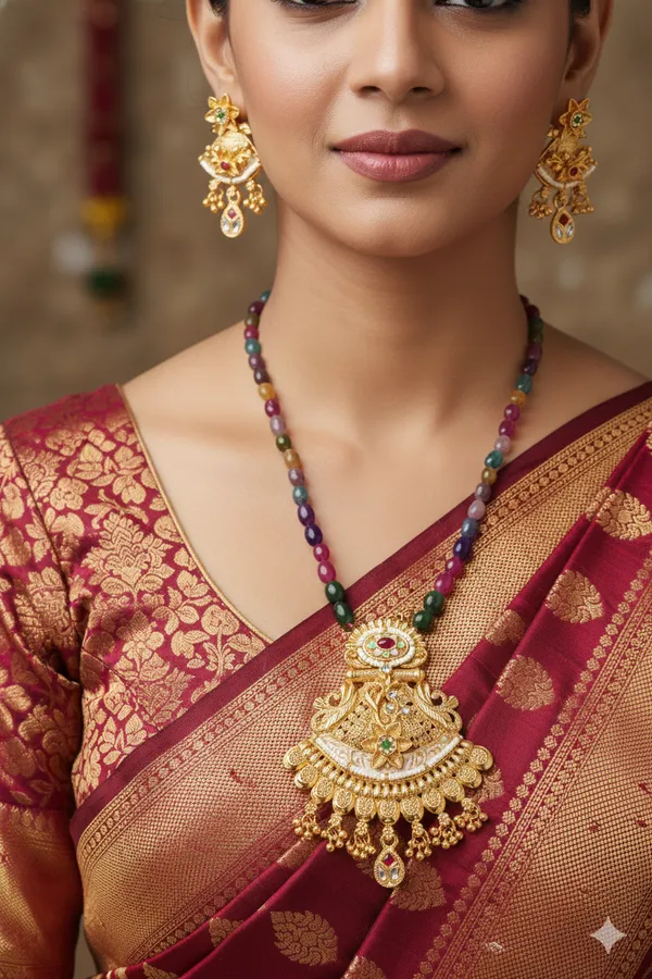 Real_Kundan_Rani_Haar_Set_with_One_pair_of_Earrings