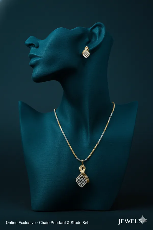 Two-Tone_Lattice-Work_/_Woven_Pattern_Diamond-Look_Pendant_Set