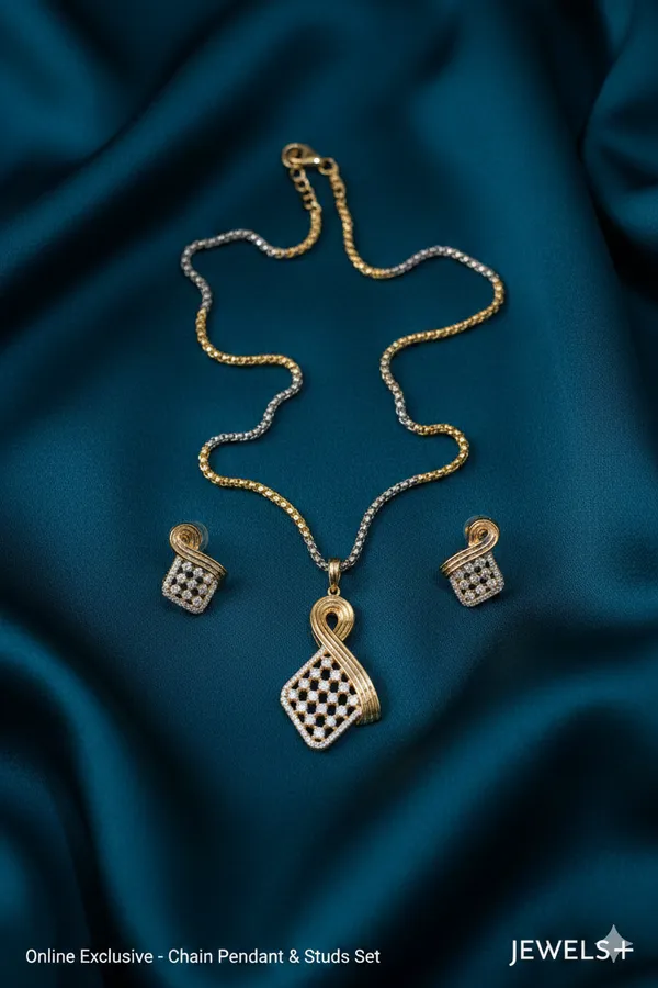 Two-Tone_Lattice-Work_/_Woven_Pattern_Diamond-Look_Pendant_Set