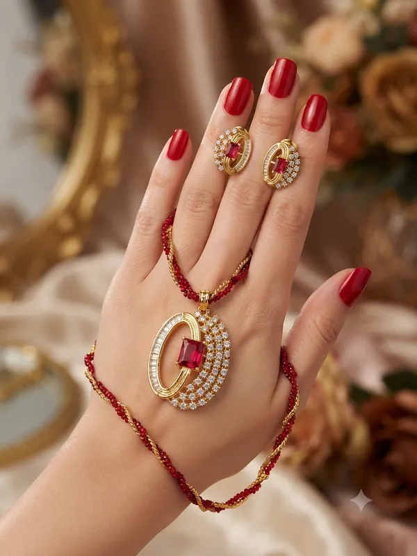 Red_&_Gold_Twisted_Mala_with_Ruby-Style_Pendant_&_Matching_Earrings_–_Premium_Fashion_Jewellery_Set