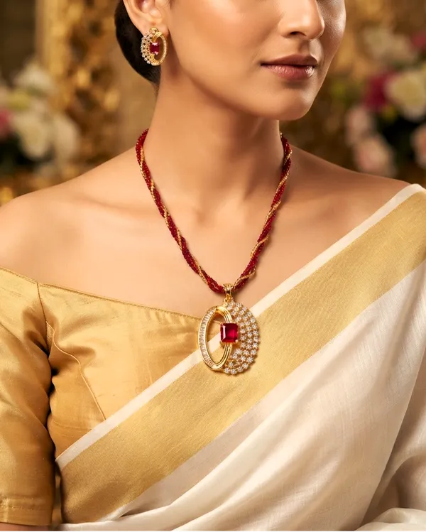 Red_&_Gold_Twisted_Mala_with_Ruby-Style_Pendant_&_Matching_Earrings_–_Premium_Fashion_Jewellery_Set