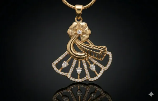 Two-Tone_Lattice-Work_/_Woven_Pattern_Diamond-Look_Pendant_Set_with_exclusive_2_toned_chain