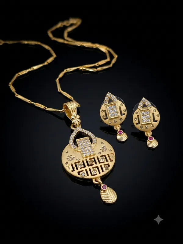 1_Gram_Gold-Plated_Ruby_Floral_Jaali_Work_Pendant_Set