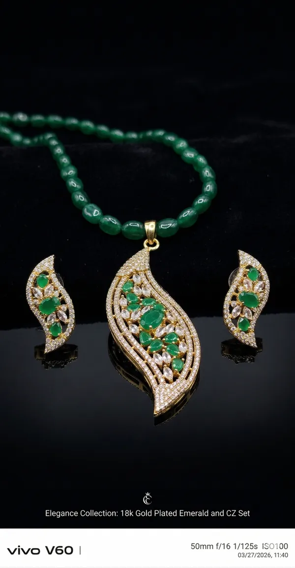 Green_American-Diamond_Cubic-Zirconia_Pendant_Set_With_1_Pair_Of_Studs_For_Women
