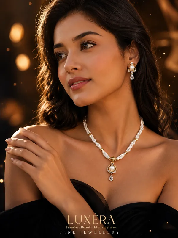 Premium_White_Pearl_Beaded_Necklace_with_CZ_Pendant_&_Matching_Earrings_