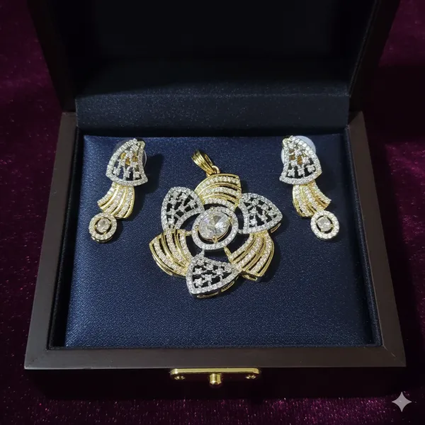 Two-Tone_Designer_Statement_Pendant_Set_with_Baguette_and_Round_Cut_CZ_Stones
