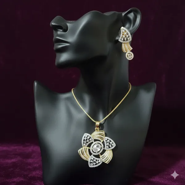 Two-Tone_Designer_Statement_Pendant_Set_with_Baguette_and_Round_Cut_CZ_Stones