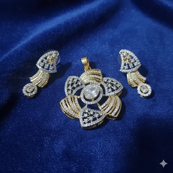 Two-Tone_Designer_Statement_Pendant_Set_with_Baguette_and_Round_Cut_CZ_Stones