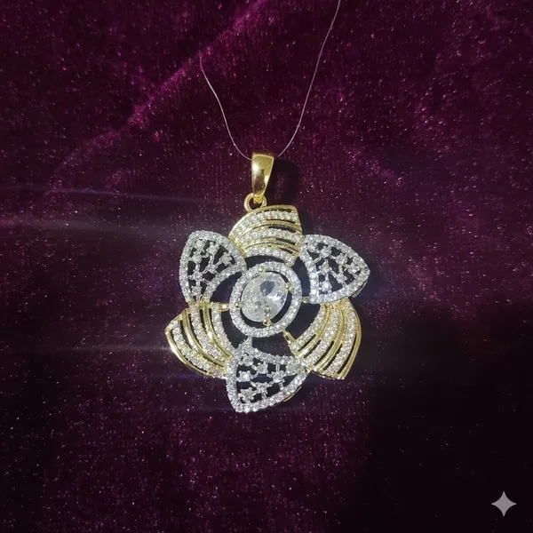 Two-Tone_Designer_Statement_Pendant_Set_with_Baguette_and_Round_Cut_CZ_Stones