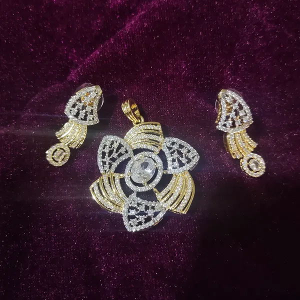 Two-Tone_Designer_Statement_Pendant_Set_with_Baguette_and_Round_Cut_CZ_Stones