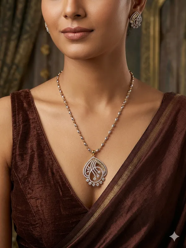 Two-Tone_Designer_Statement_Pendant_Set_with_Baguette_and_Round_Cut_CZ_Stones