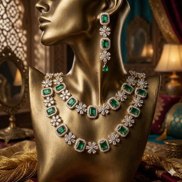 Green_Emerald-Color_Stone_double_line_ad_necklace_set_with_earings
