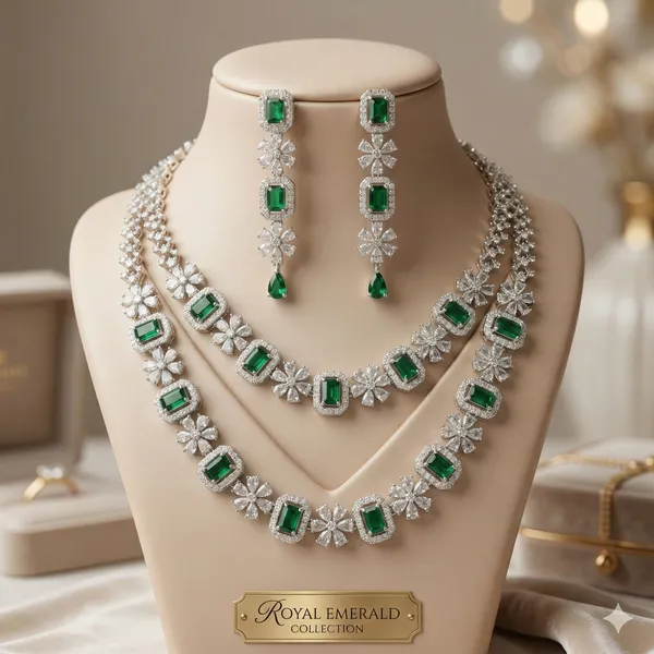 Green_Emerald-Color_Stone_double_line_ad_necklace_set_with_earings