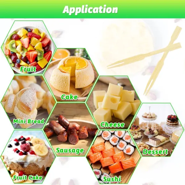 200Pcs_Disposable_Bamboo_Wooden_Fruit_Canape_Forks_Bamboo_Party_Two_Prongs_Fruit_Picks_Bluntend_Cocktail�?¯_Pack_Of_150_Forks