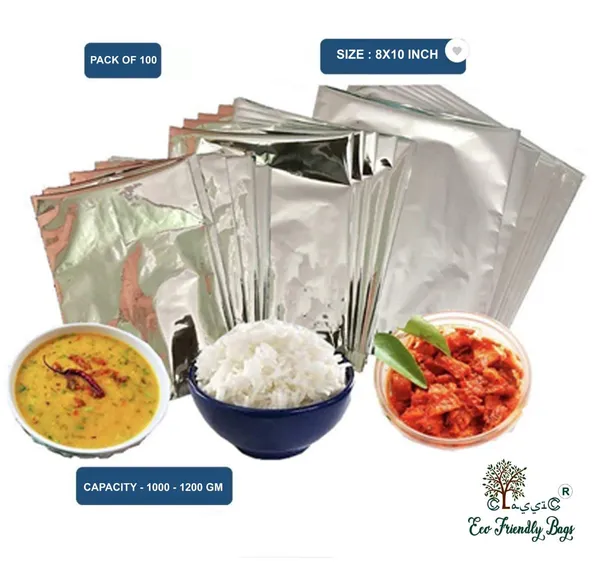 Classic_Eco_Friendly_Bags_Hot_N_Fresh_Aluminium_Silver_Foil_Plastic_Pouches_Bags_For_Multipurpose_Ziplock_For_Tea,_Coffee,_Food_Packaging_Metalized_Hot/Dry_Food_Parcel_Bags,_Pack_Of_200_(8X10)