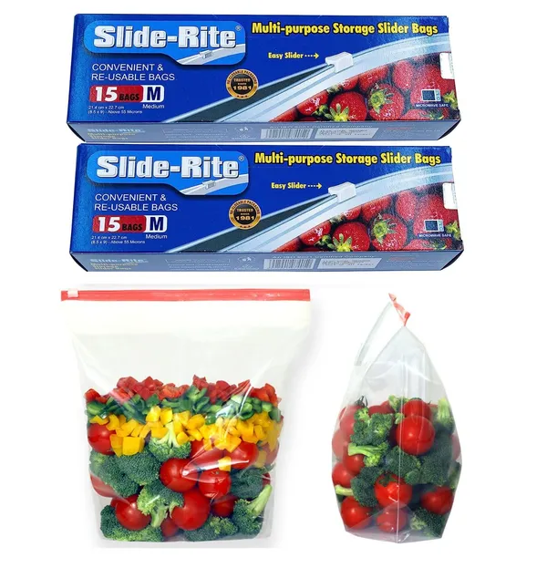 CLassiC_Eco_Friendly_Bags_Slide-Rite_Storage_Slider_Bags_30_Pcs_Reusable_Plastic_Food_Bags,_Resealable_Clear_Ziplock_Pouches_for_Storing_Food,_Pack_of_2_(500_Gram)