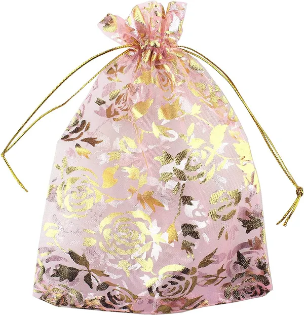 100_Pcs_Potli_Bags,_Organza_Pouches_4X6_Inches_With_Drawstring_Small_Potli_Bags_For_Return_Gifts_For_Wedding|_Party_|Baby_Shower|_Dry_Fruit_Pouches_(Pink)