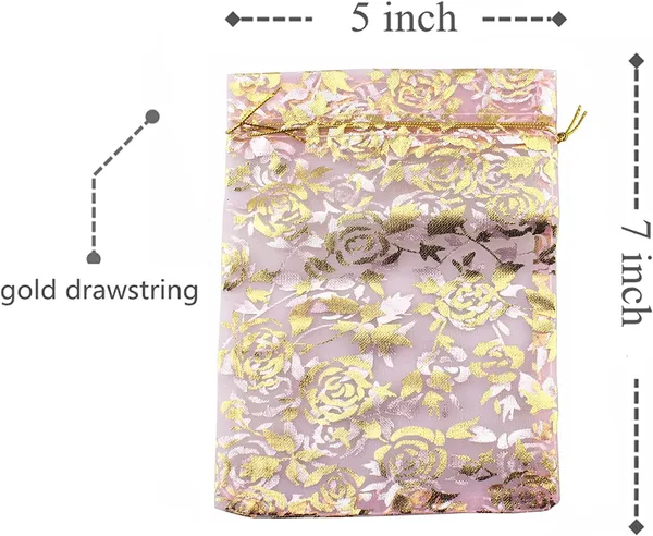 50_Pcs_Potli_Bags,_Organza_Pouches_5X7_Inches_With_Drawstring_Small_Potli_Bags_For_Return_Gifts_For_Wedding|_Party_|Baby_Shower|_Dry_Fruit_Pouches_(Pink)