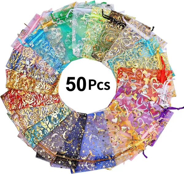 Dny_50_Pcs_Potli_Bags,_Organza_Pouches_4X6_Inches_With_Drawstring_Small_Potli_Bags_For_Return_Gifts_For_Wedding|_Party_|Baby_Shower|_Dry_Fruit_Pouches_(Mixed_Colors,_50)