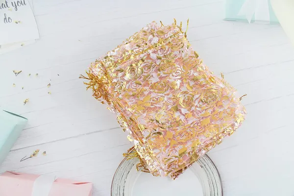 50_Pcs_Potli_Bags,_Organza_Pouches_6X8_With_Drawstring_Small_Potli_Bags_For_Return_Gifts_For_Wedding|_Party_|Baby_Shower|_Dry_Fruit_Pouches_(Pink_Flower)