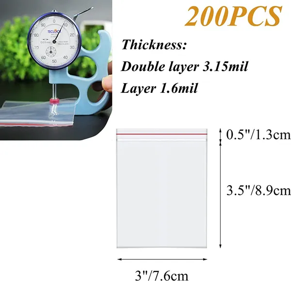 Classic_Eco_Friendly_Bags_3"_X_4"_Small_Ziplock_Plastic_Bags,_200Pcs_Reusable_Clear_Storage_Bags_For_Seeds,_Jewellery,_Samples,_Coins,_Pills,_Snacks_(3"X4")