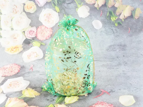 50_Pcs_Potli_Bags,_Organza_Pouches_With_Drawstring_Small_Potli_Bags_For_Return_Gifts_For_Wedding|_Party_|Baby_Shower|_Dry_Fruit_Pouches_(Green_Flower)