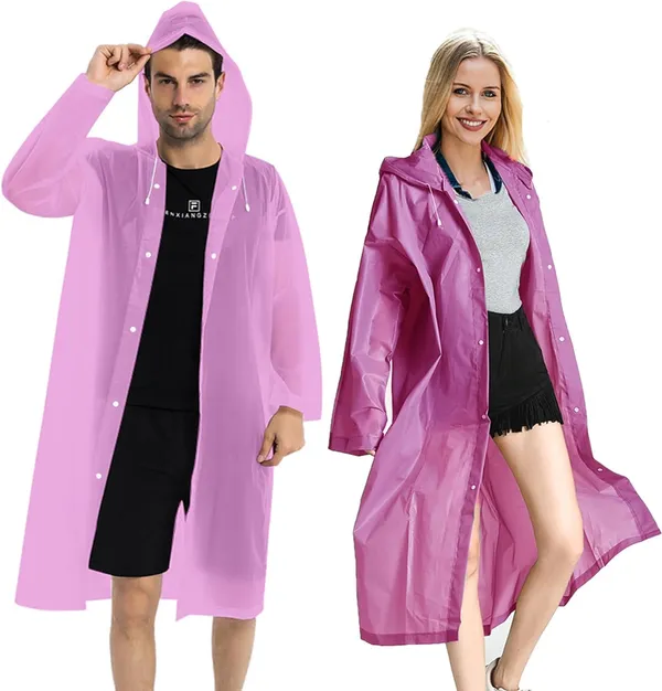 DNY_Rain_Coats_-_Reusable_EVA_Rain_Ponchos_for_Adults_Rain_Jackets_Raincoats_for_Men_&_Women_(Pink)