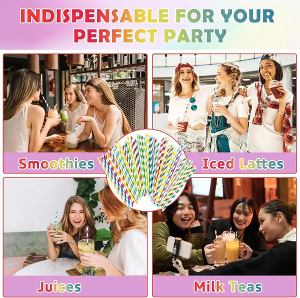 DNY_Paper_Drinking_Straws_(100_Pack)_Assorted_Biodegradable_Strong_for_Kids,_Party,_Juice,_Milkshake_Reusable_Straws
