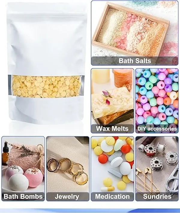 CLassiC_Eco_Friendly_Bags_Waterproof,_Leakproof,_Airtight_Multi-Purpose_Storage_with_Top_Notch_|_Reusable_Zip_Lock_Stand_Up_Pouches_|_White_(20,_250_Grams)