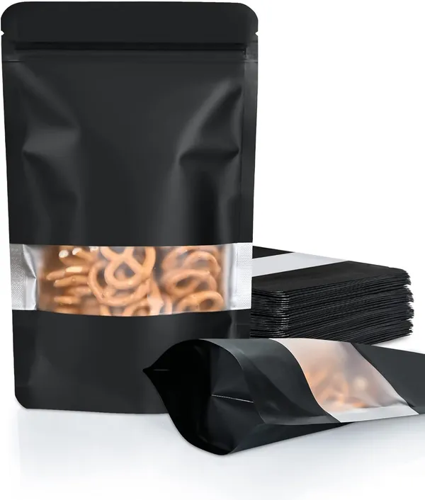 CLassiC_Eco_Friendly_Bags_Waterproof,_Leakproof,_Airtight_Multi-Purpose_Storage_with_Top_Notch_|_Reusable_Zip_Lock_Stand_Up_Pouches_|_Black_(20,_100_Grams)