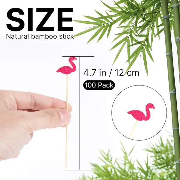 Cocktail_Picks_4.7"_Flamingo_Decor_100Ct_Handmade_Bamboo_Toothpicks_For_Appetizers,_Drinks,_Fruit,_Party_Garnish_Skewers_For_Cocktails,_Hors_D'Oeuvres,_Charcuterie_(100)