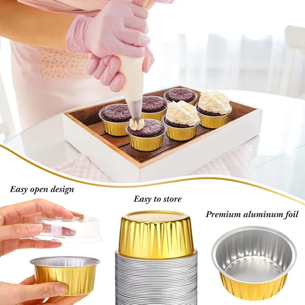 5_Oz_Gold_Aluminum_Foil_Baking_Cups_With_Lids_100_Pack_Disposable_Ramekins_For_Muffins,_Cupcakes,_Flan,_Creme_Brulee,_Mini_Cakes_Dessert_Containers_For_Parties_&_Weddings